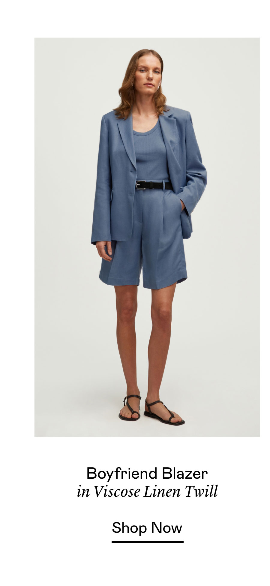 Boyfriend Blazer in Viscose Linen Twill