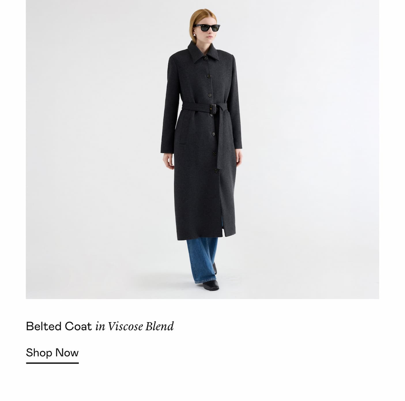 Belted Coat in Viscose Blend