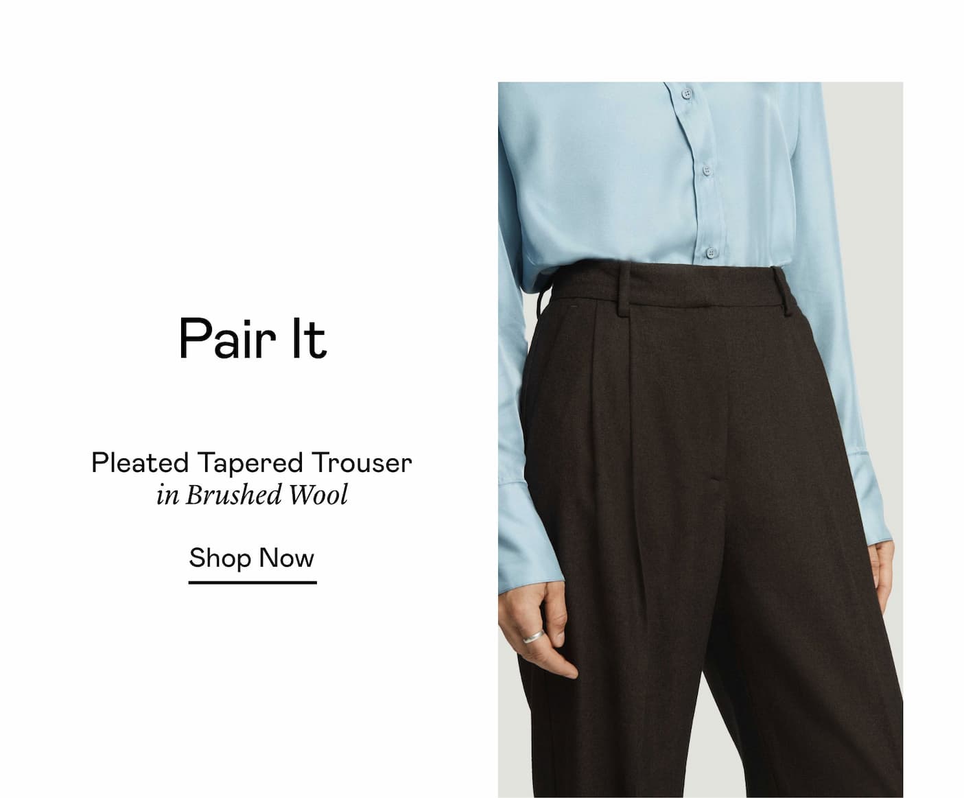 Pleated Tapered Trouser in Brushed Wool