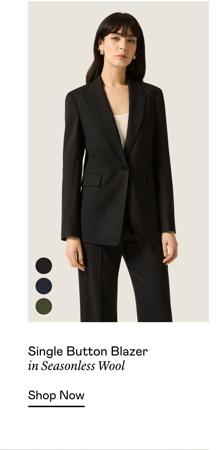 Single Button Blazer in Seasonless Wool Single Button Blazer in Seasonless Wool