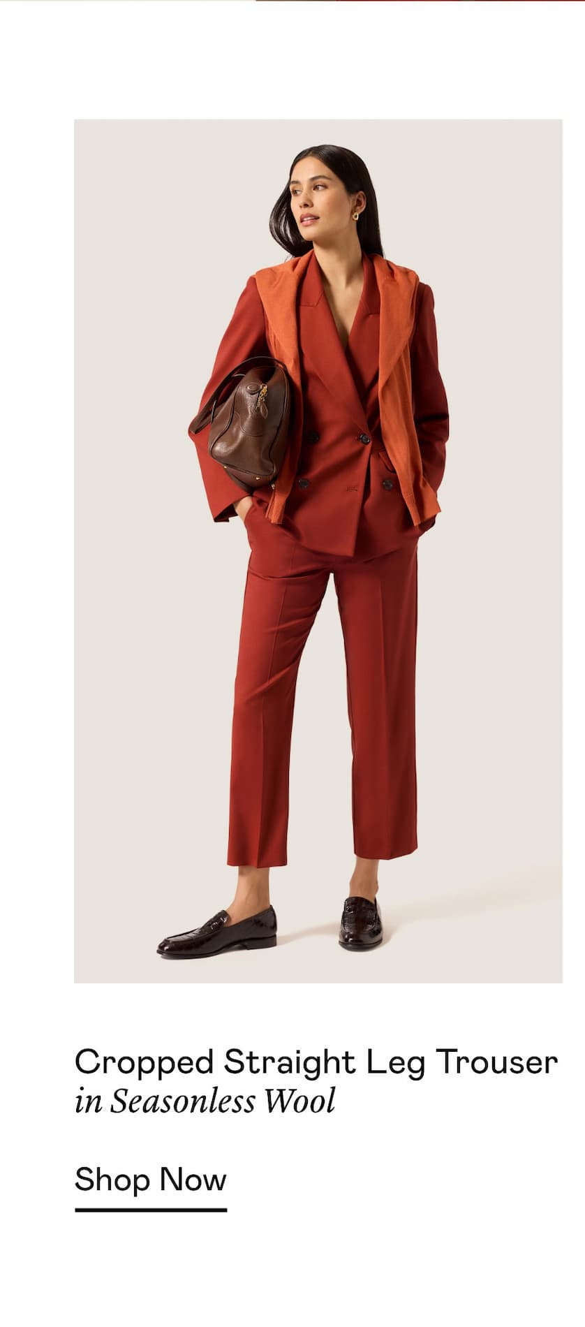 Cropped Straight Leg Trouser in Seasonless Wool Cropped Straight Leg Trouser in Seasonless Wool