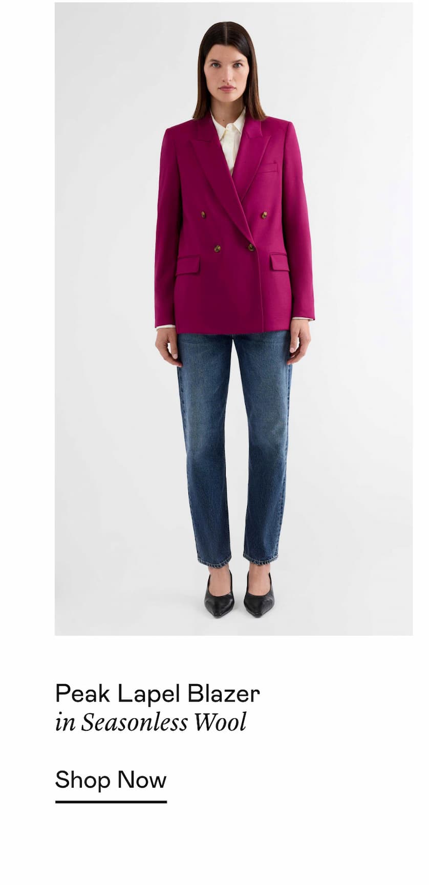 Peak Lapel Blazer in Seasonless Wool
