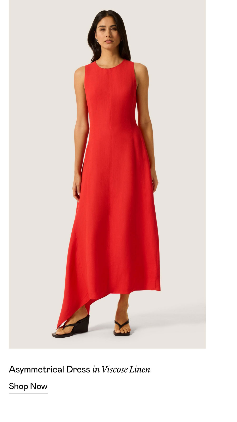 Asymmetrical Dress in Viscose Linen