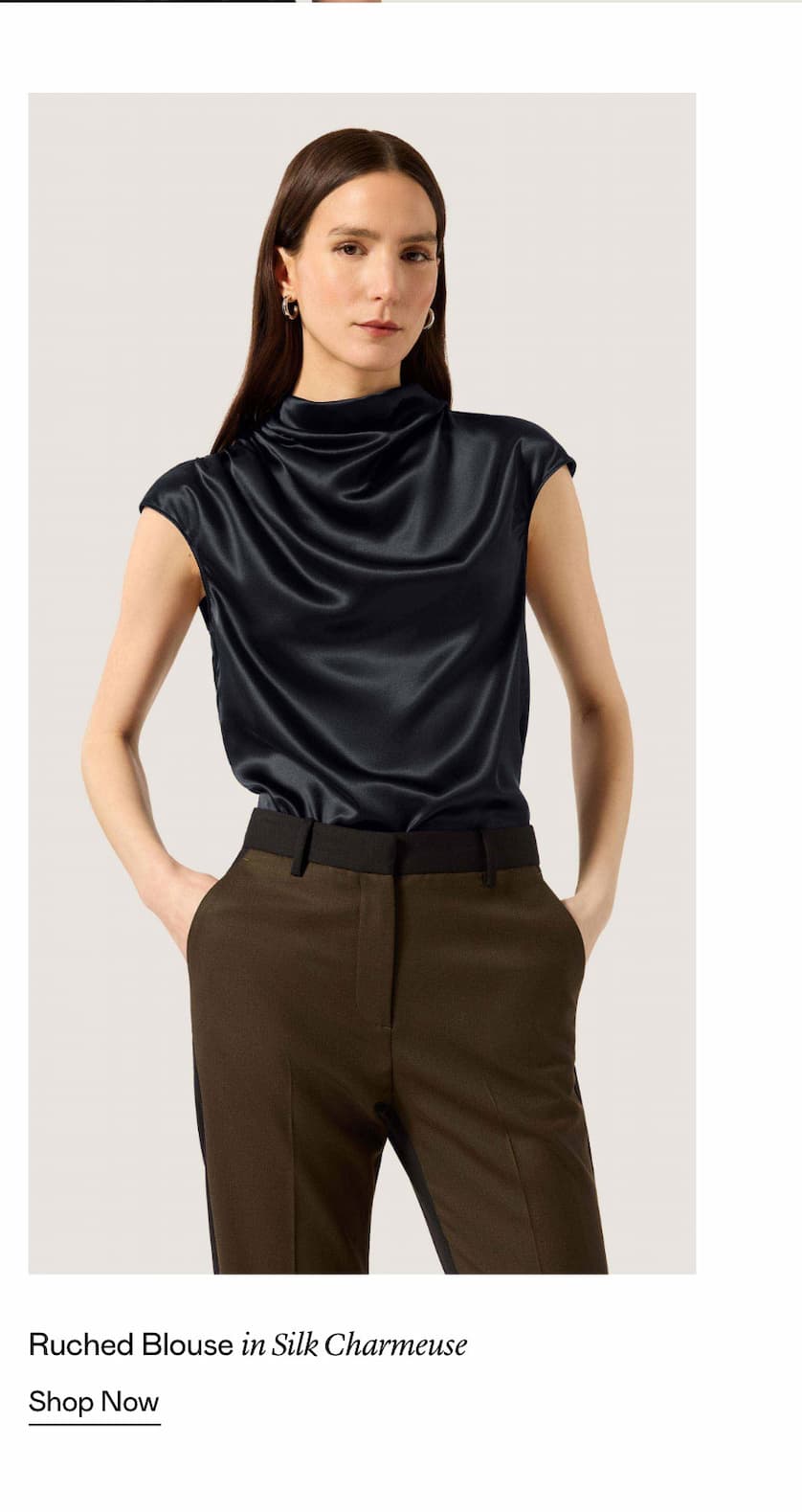 Ruched Blouse in Silk Charmeuse