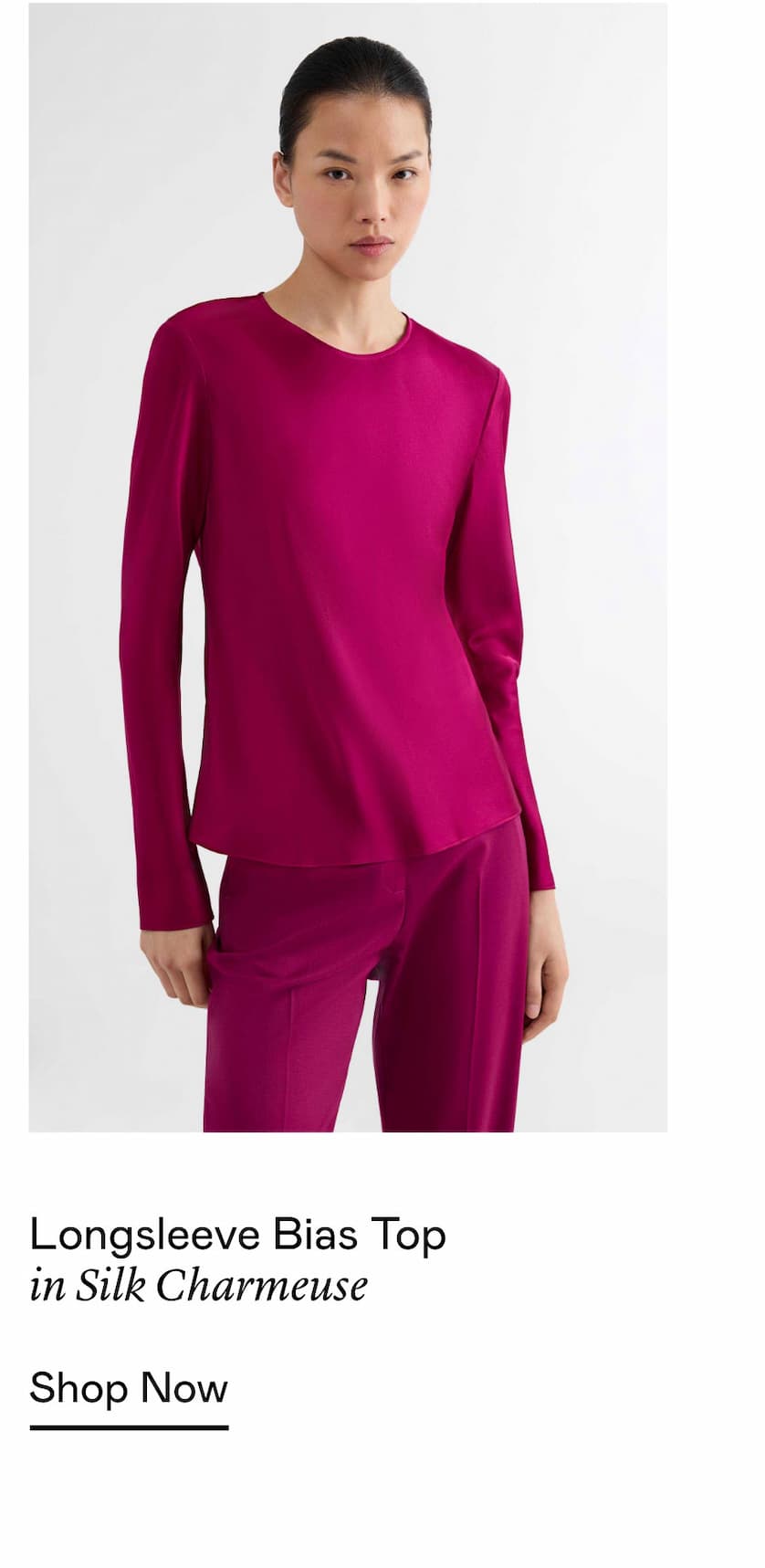 Longsleeve Bias Top in Silk Charmeuse