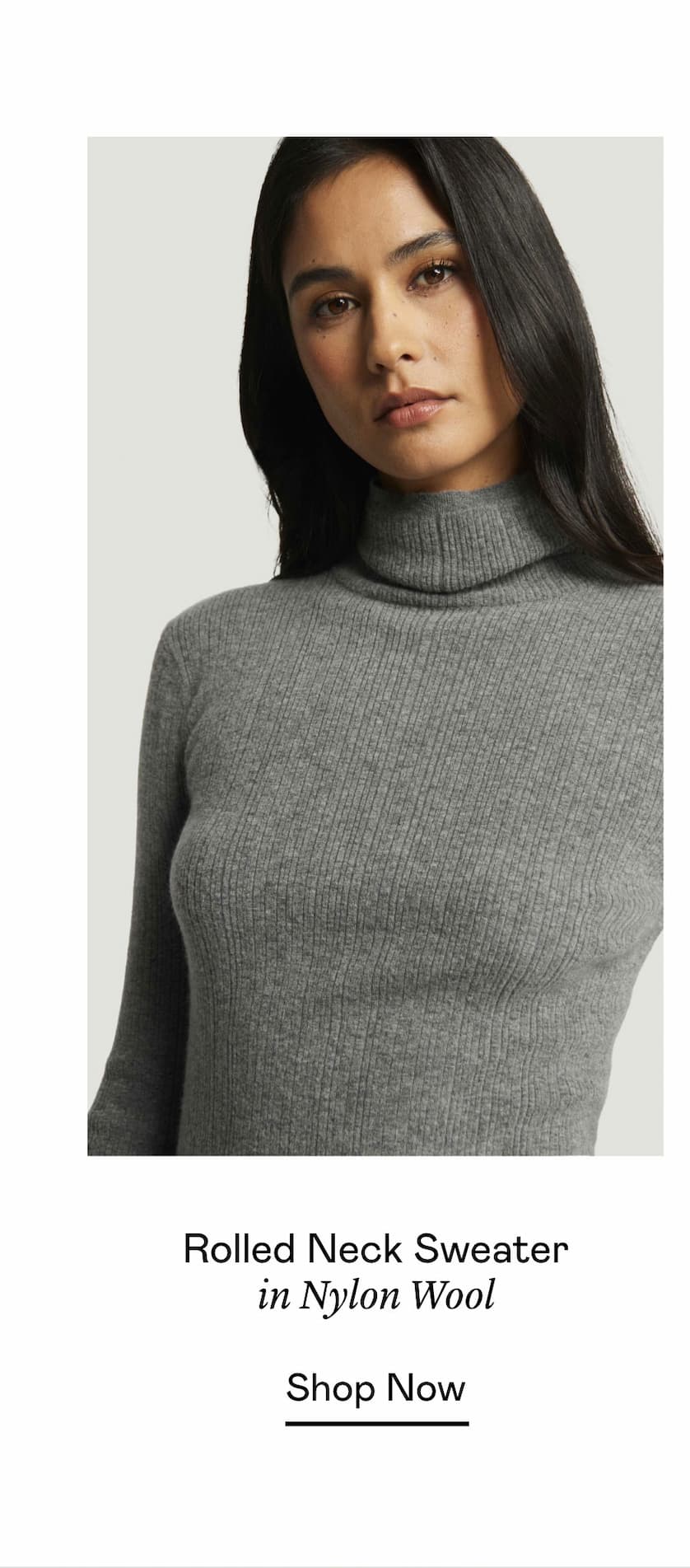 Rolled Neck Sweater in Nylon Wool