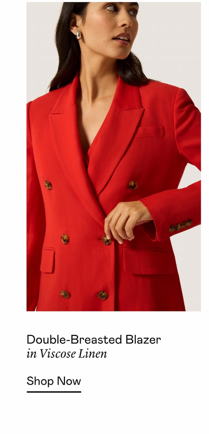 Double-Breasted Blazer in Viscose Linen