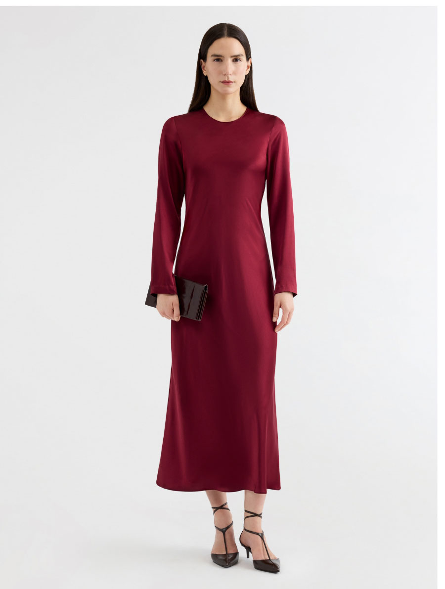 Longsleeve Bias Dress in Silk Charmeuse Longsleeve Bias Dress in Silk Charmeuse