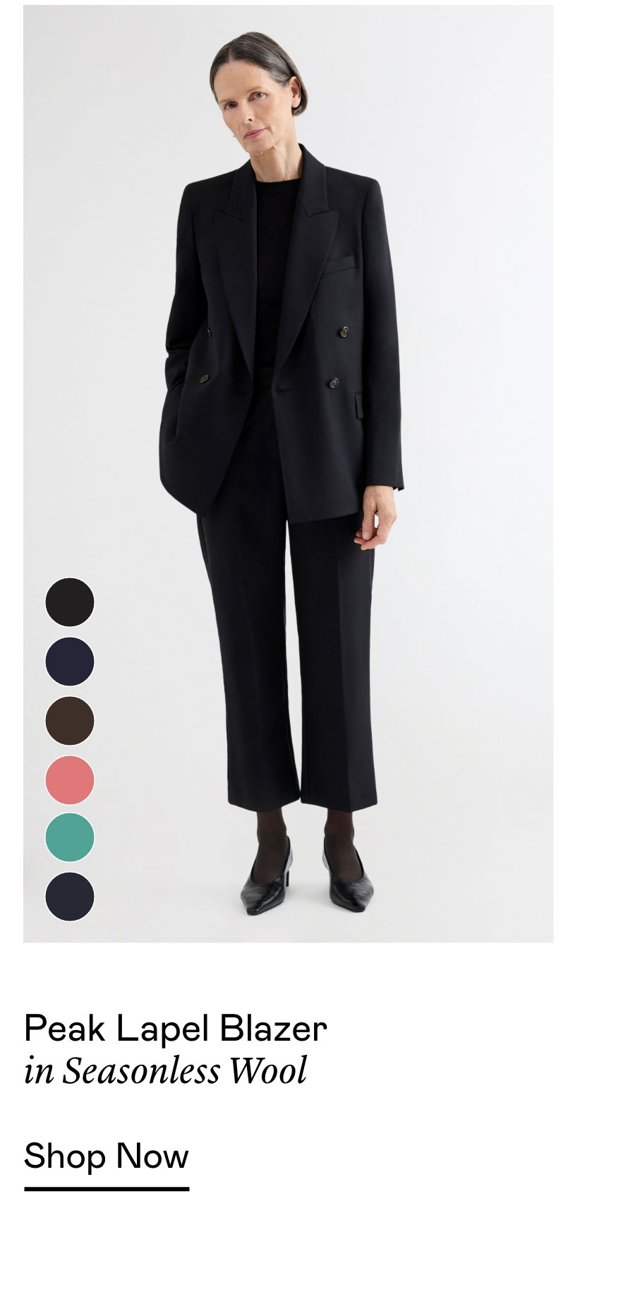 Peak Lapel Blazer in Seasonless Wool Peak Lapel Blazer in Seasonless Wool