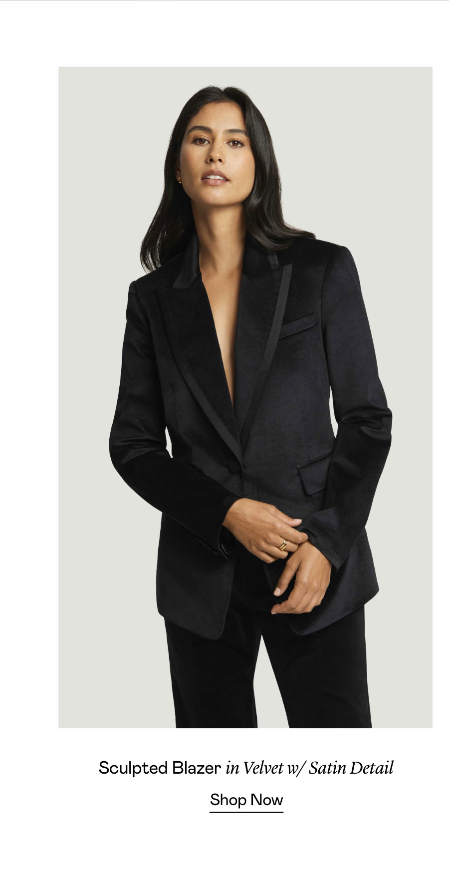 Sculpted Blazer in Velvet w/ Satin Detail