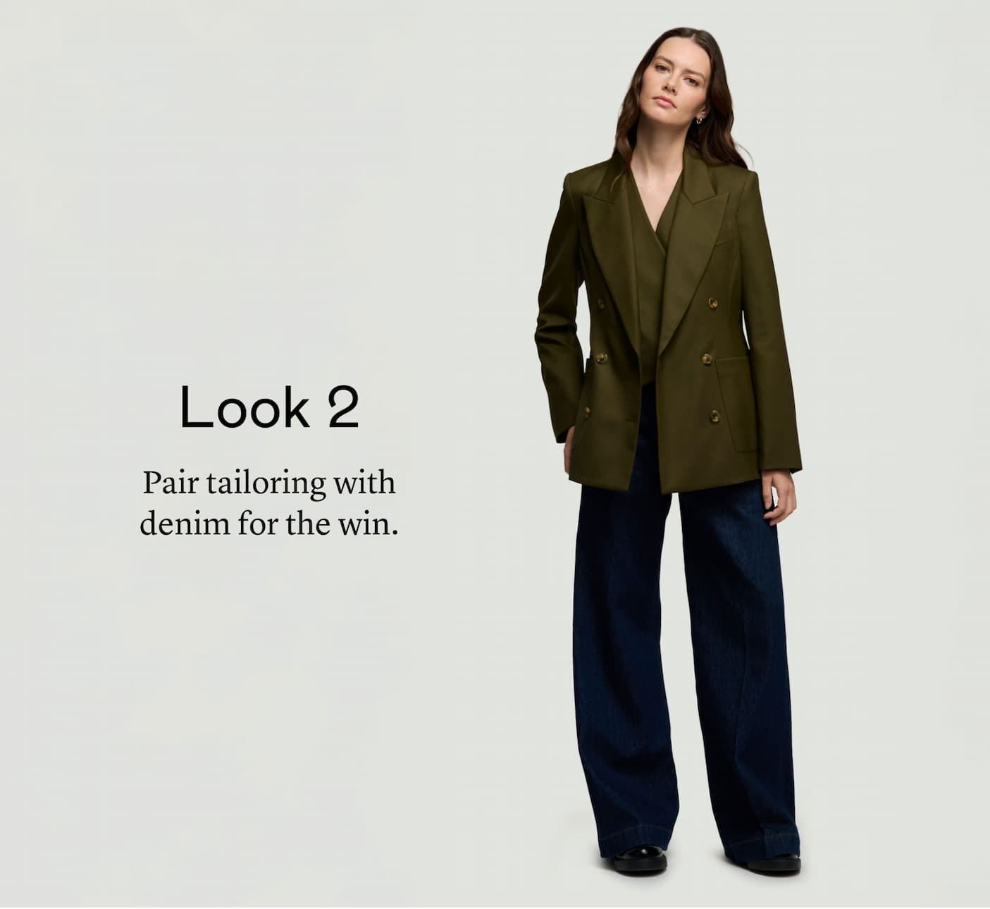 Look 2: Pair tailoring with denim for the win. Look 2: Pair tailoring with denim for the win.