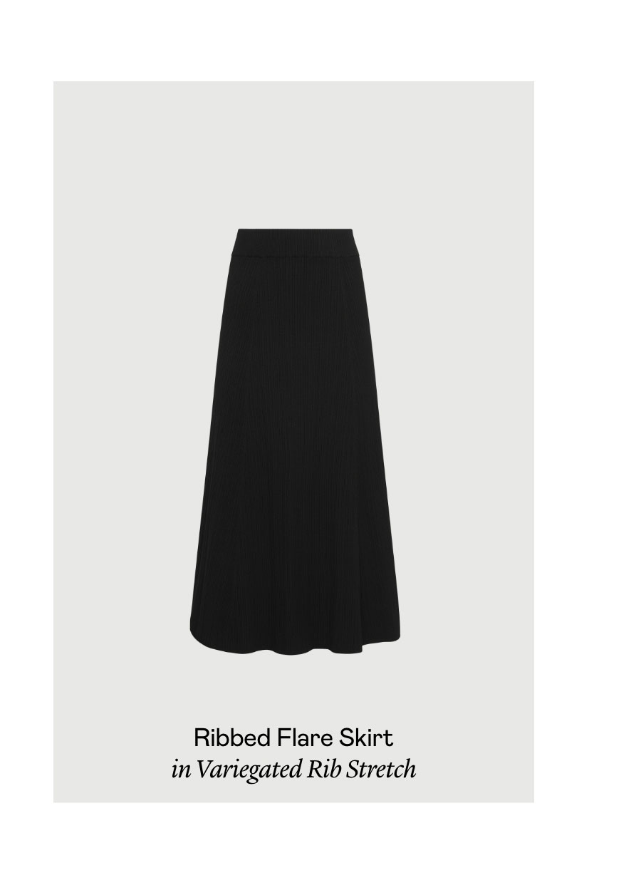 Ribbed Flare Skirt in Variegated Rib Stretch Ribbed Flare Skirt in Variegated Rib Stretch