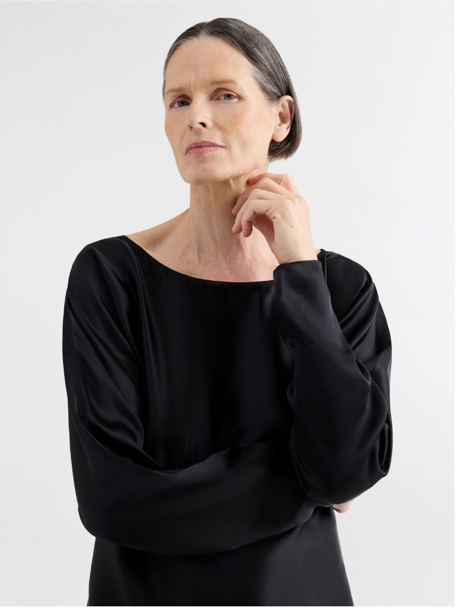 Boatneck Top in Silk Charmeuse