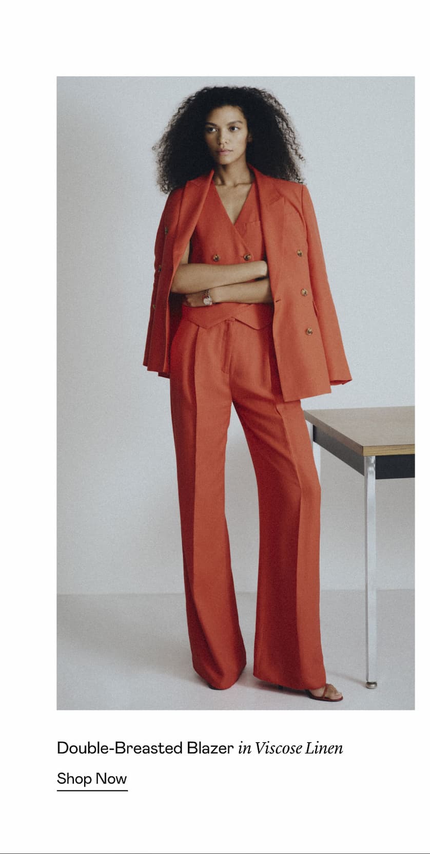 Double-Breasted Blazer in Viscose Linen