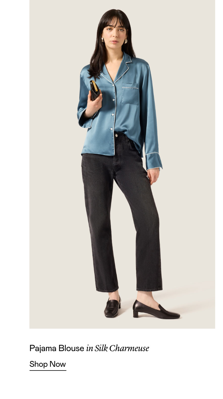 Pajama Blouse in Silk Charmeuse