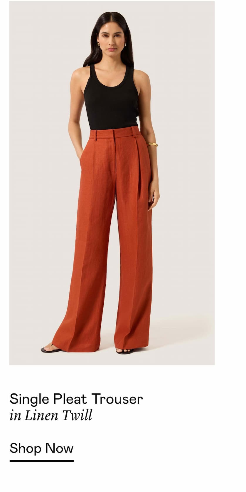 Single Pleat Trouser in Linen Twill Single Pleat Trouser in Linen Twill