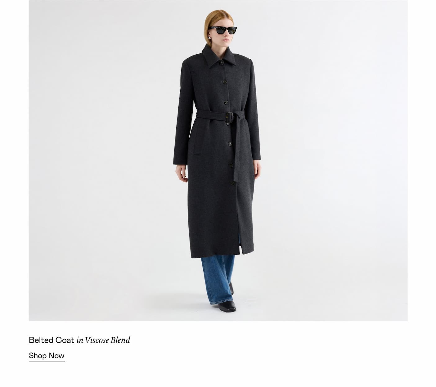 Belted Coat in Viscose Blend