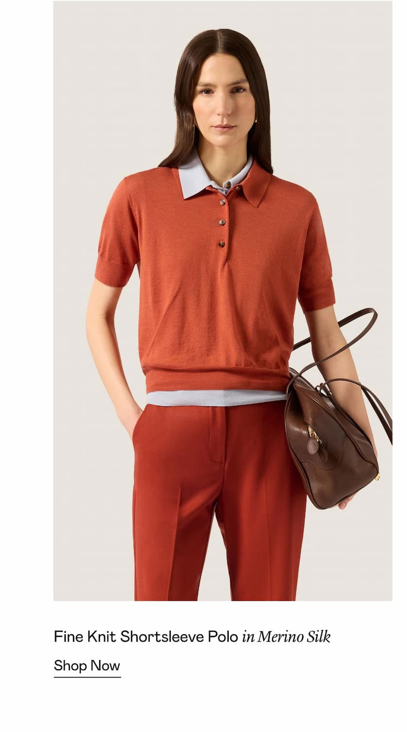 Fine Knit Shortsleeve Polo in Merino Silk