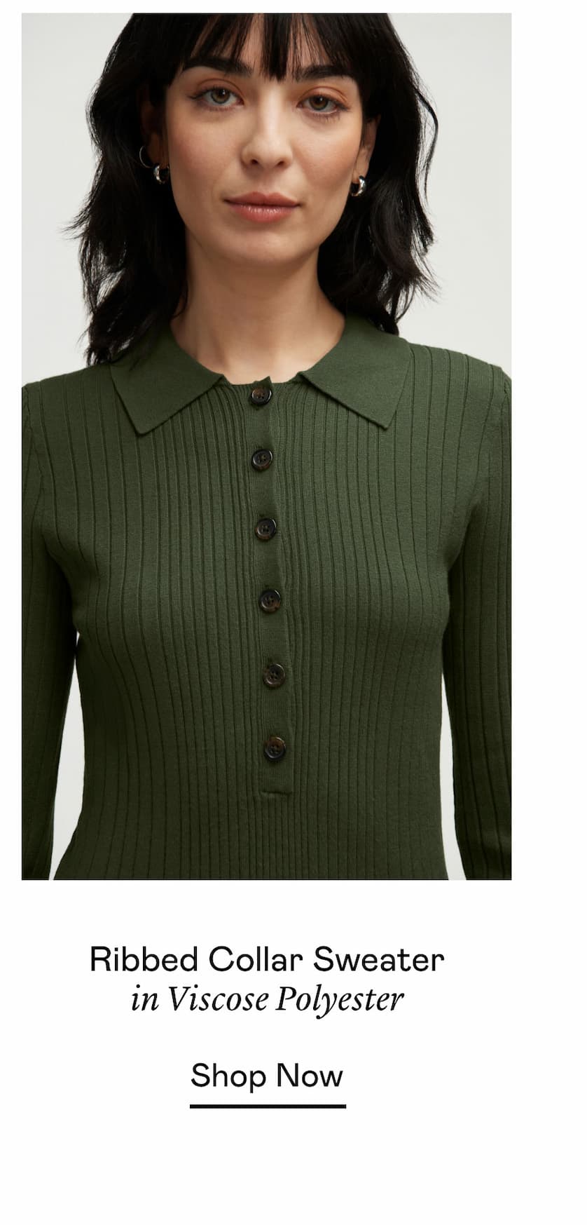 Ribbed Collar Sweater in Viscose Polyester
