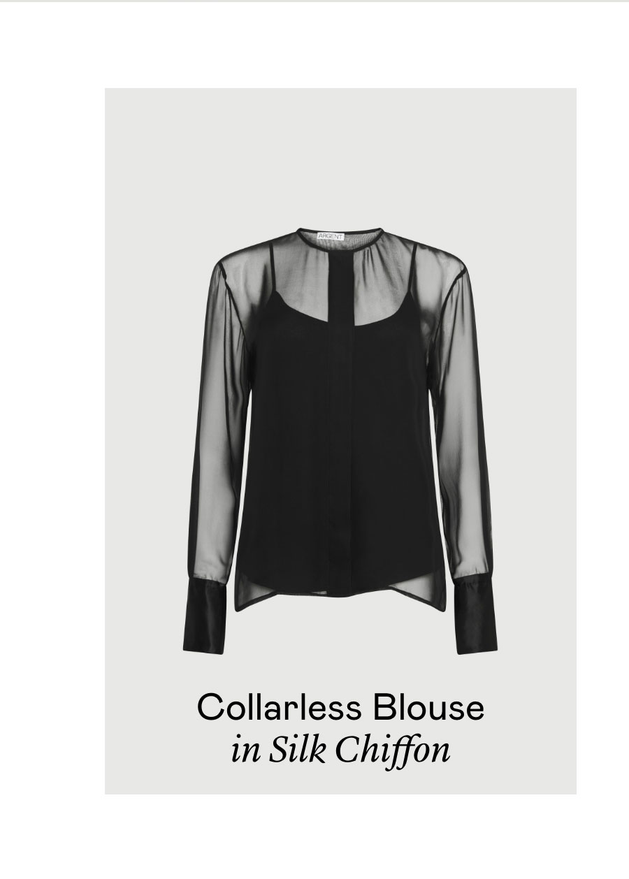 Collarless Blouse in Silk Chiffon Collarless Blouse in Silk Chiffon