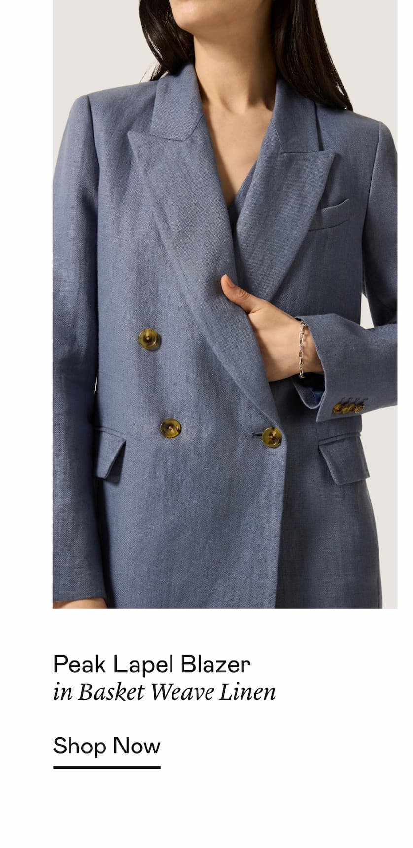 Peak Lapel Blazer in Basket Weave Linen