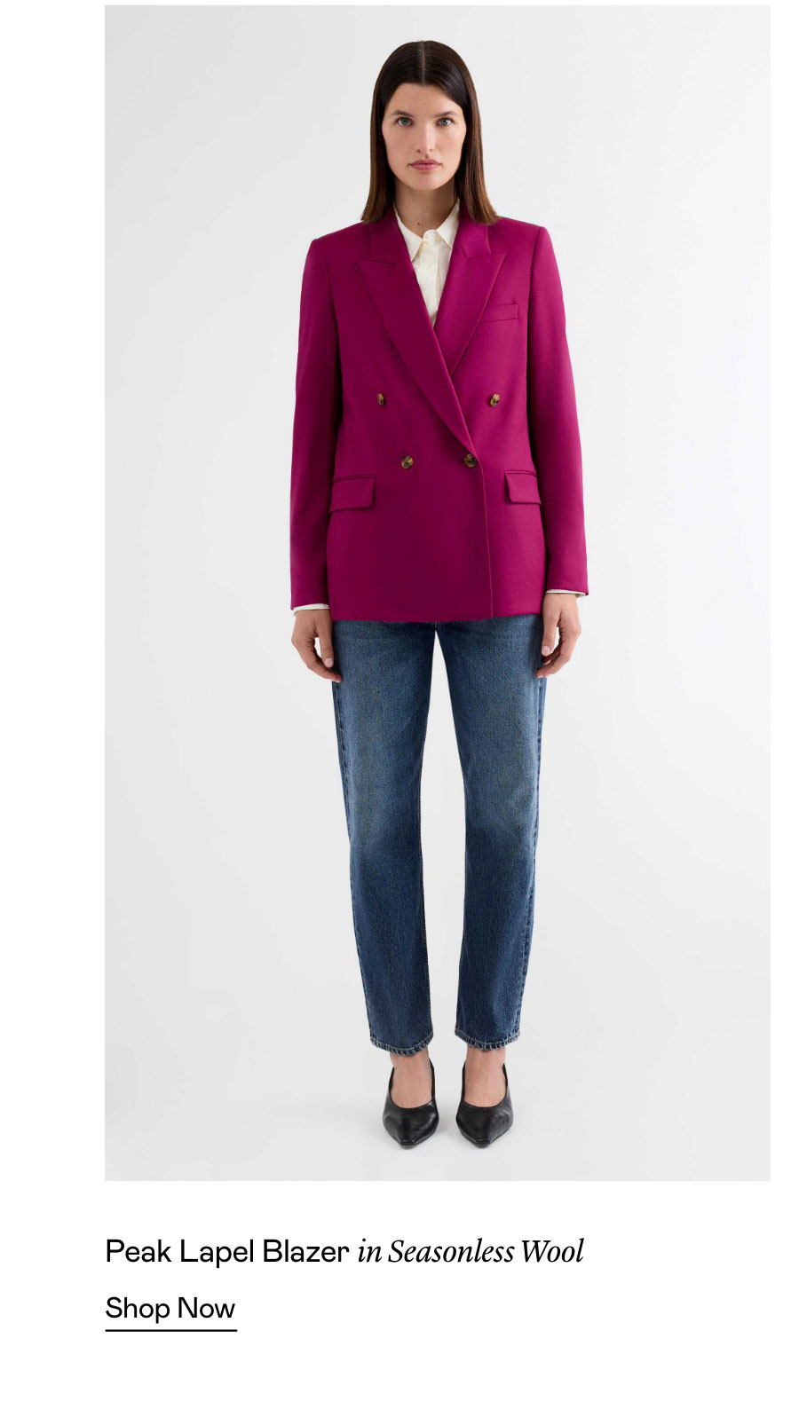 Peak Lapel Blazer in Seasonless Wool
