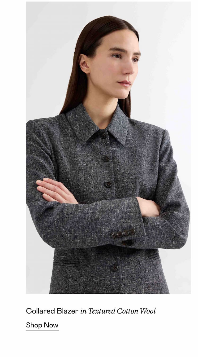 Collared Blazer in Textured Cotton Wool