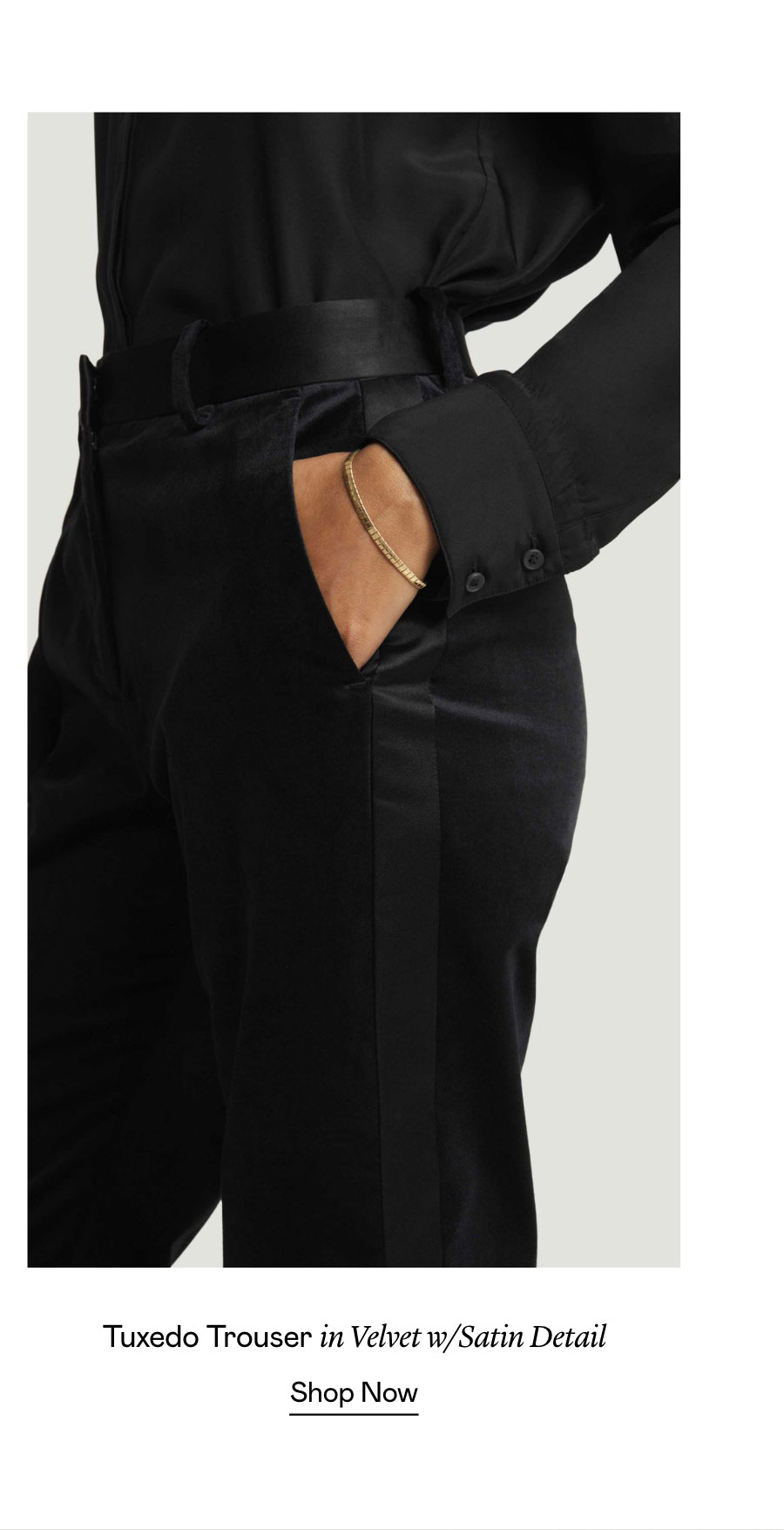 Tuxedo Trouser in Velvet w/Satin Detail