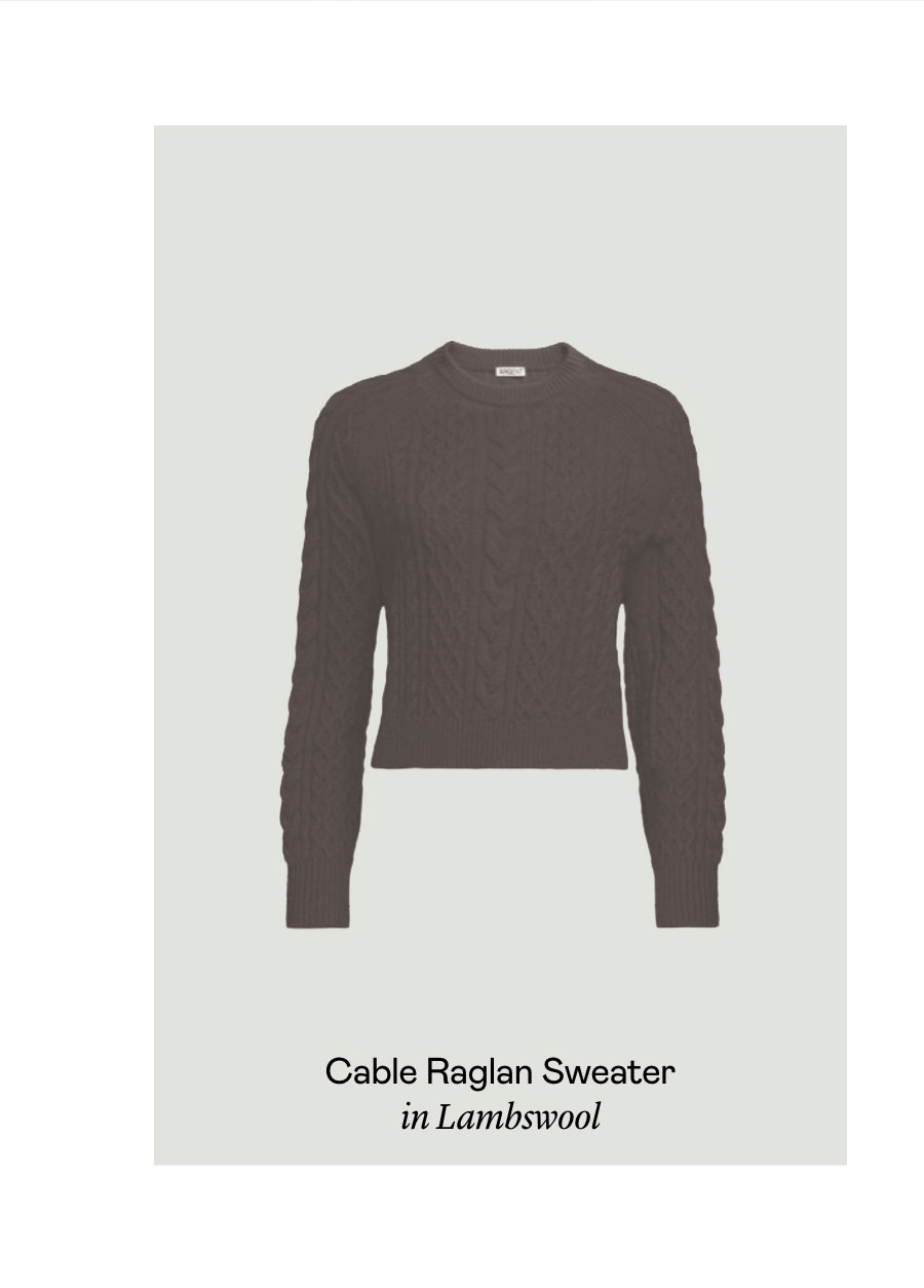 Cable Raglan Sweater in Lambswool