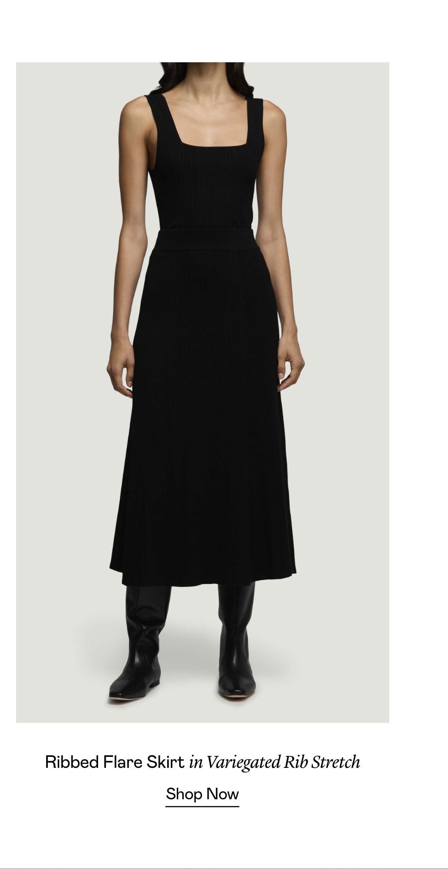 Ribbed Flare Skirt in Variegated Rib Stretch Ribbed Flare Skirt in Variegated Rib Stretch