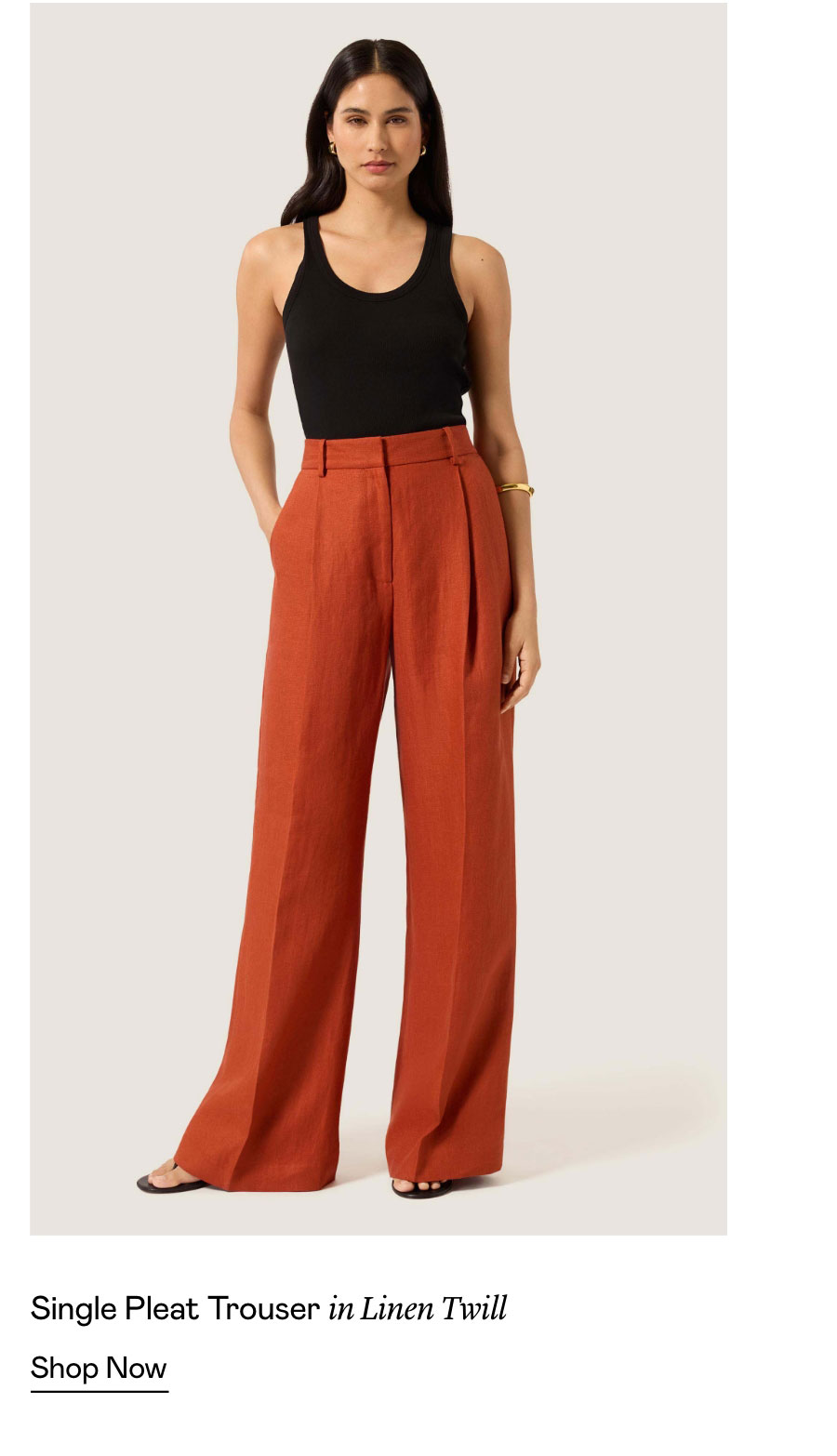Single Pleat Trouser in Linen Twill