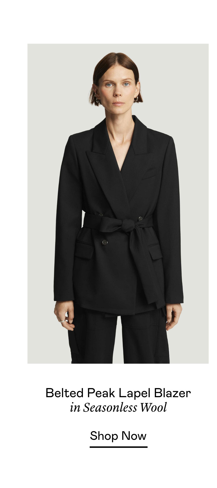 Belted Peak Lapel Blazer in Seasonless Wool Belted Peak Lapel Blazer in Seasonless Wool