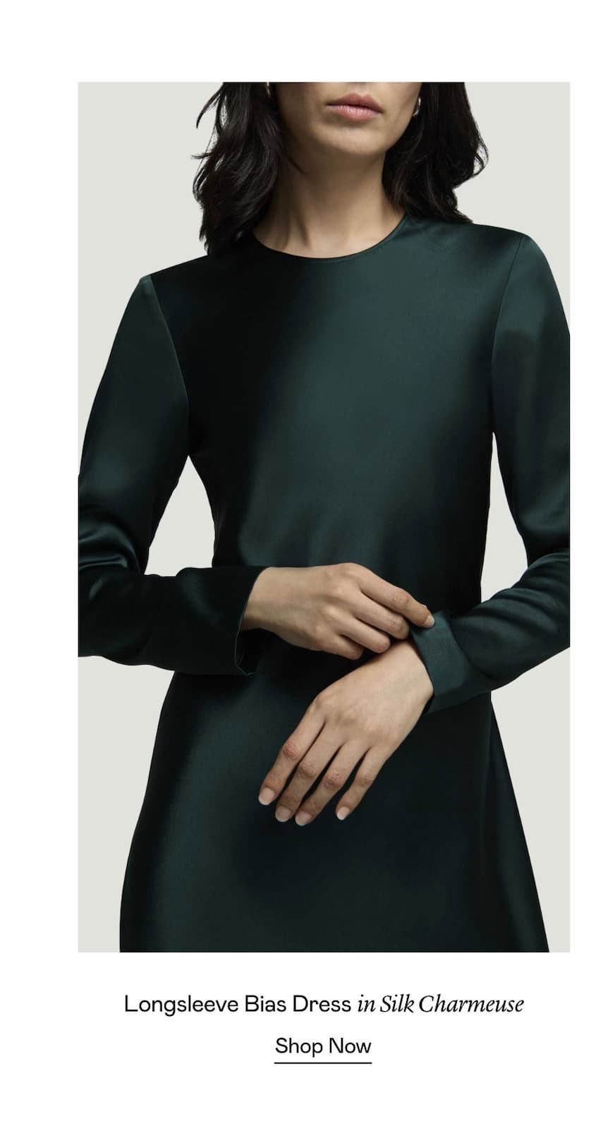 Longsleeve Bias Dress in Silk Charmeuse Longsleeve Bias Dress in Silk Charmeuse