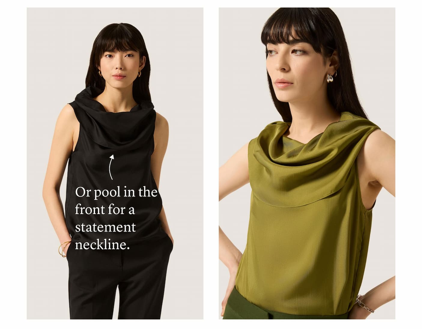 Or pool in the front for a statement neckline. 