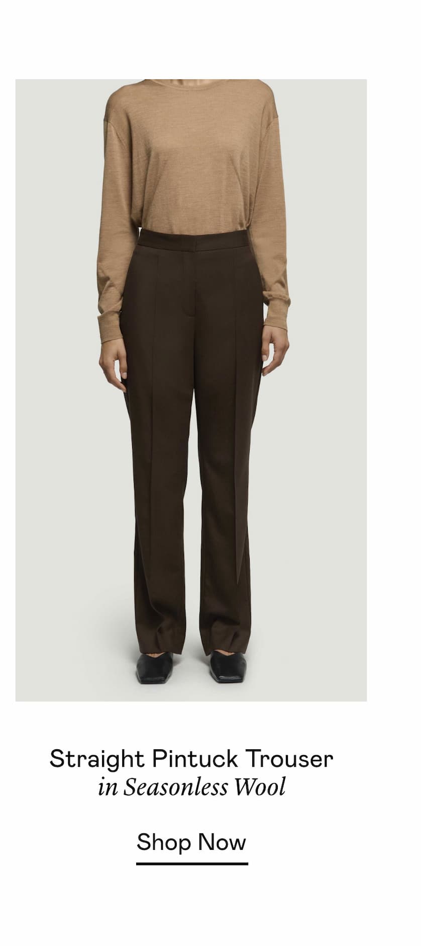 Straight Pintuck Trouser in Seasonless Wool Straight Pintuck Trouser in Seasonless Wool