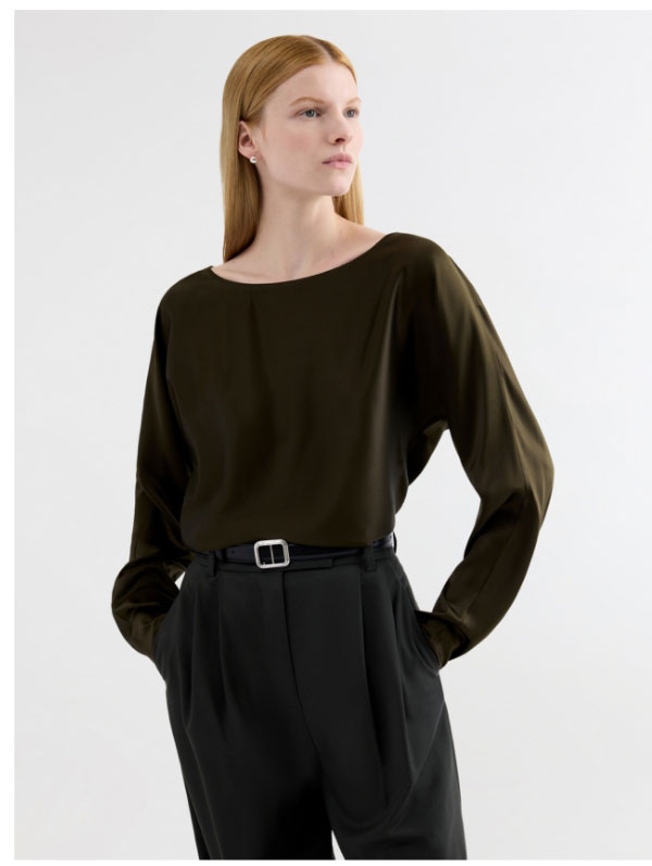 Boatneck Top in Silk Charmeuse
