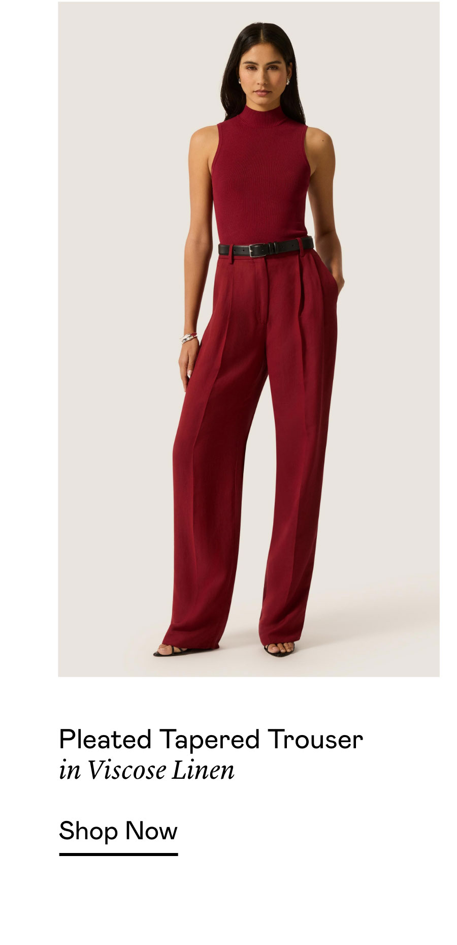 Pleated Tapered Trouser in Viscose Linen Pleated Tapered Trouser in Viscose Linen