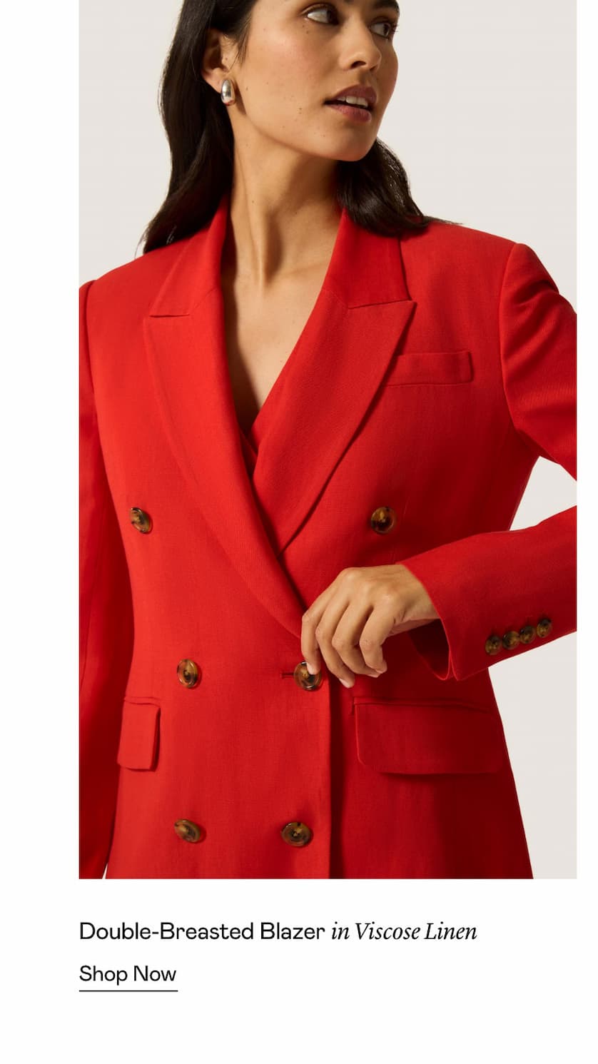 Double-Breasted Blazer in Viscose Linen