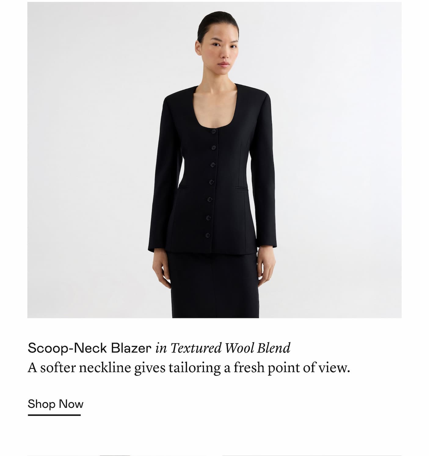 Scoop-Neck Blazer in Textured Wool Blend Scoop-Neck Blazer in Textured Wool Blend