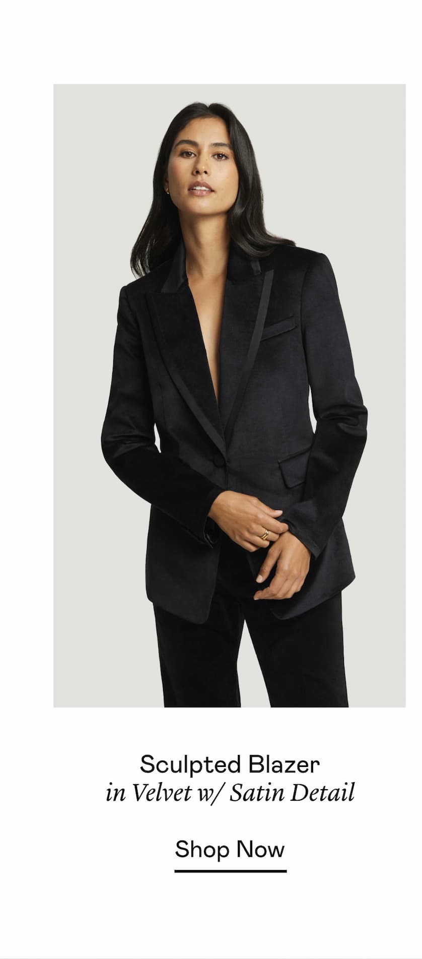 Sculpted Blazer in Velvet w/ Satin Detail