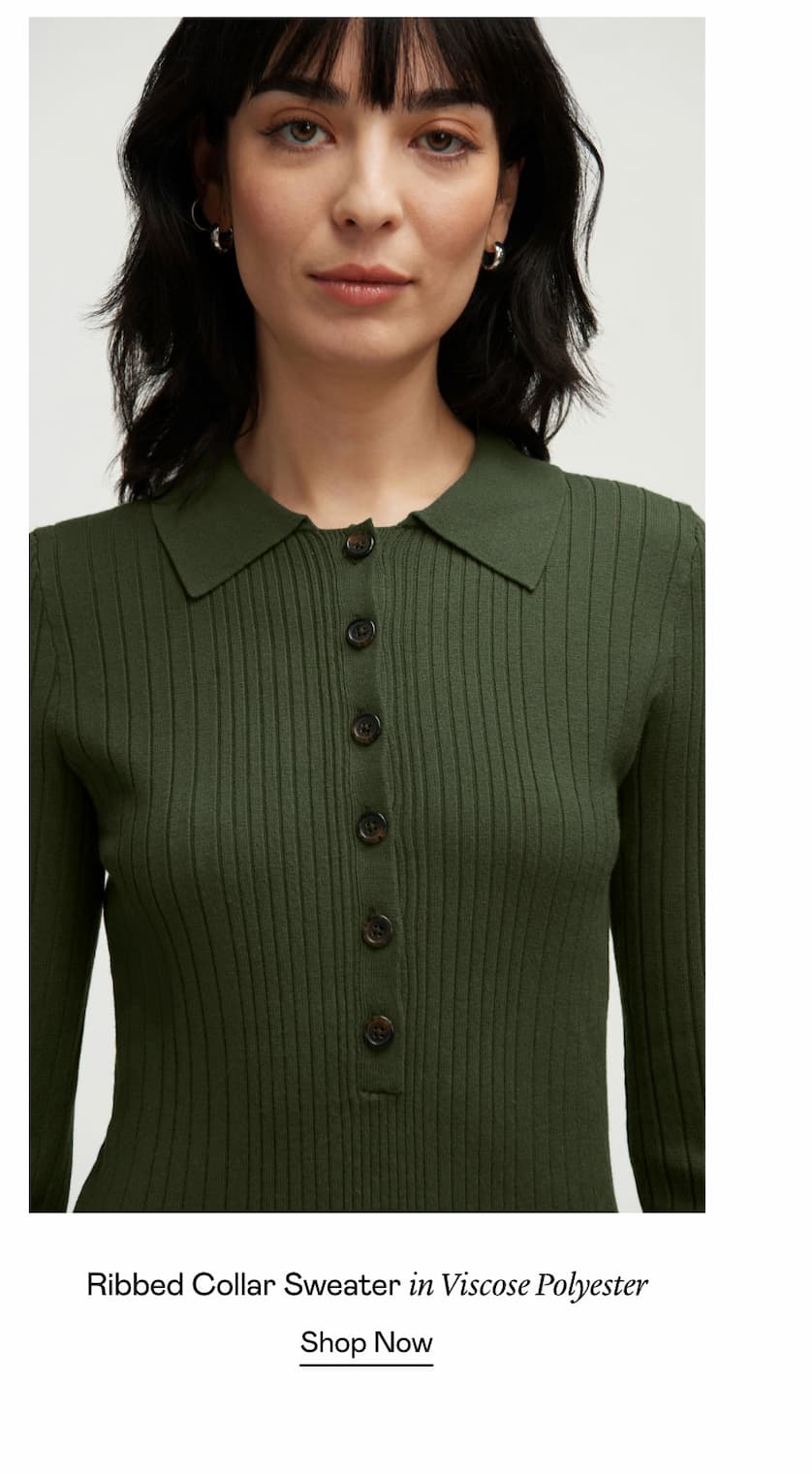 Ribbed Collar Sweater in Viscose Polyester