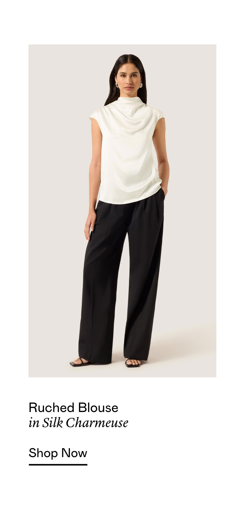 Ruched Blouse in Silk Charmeuse