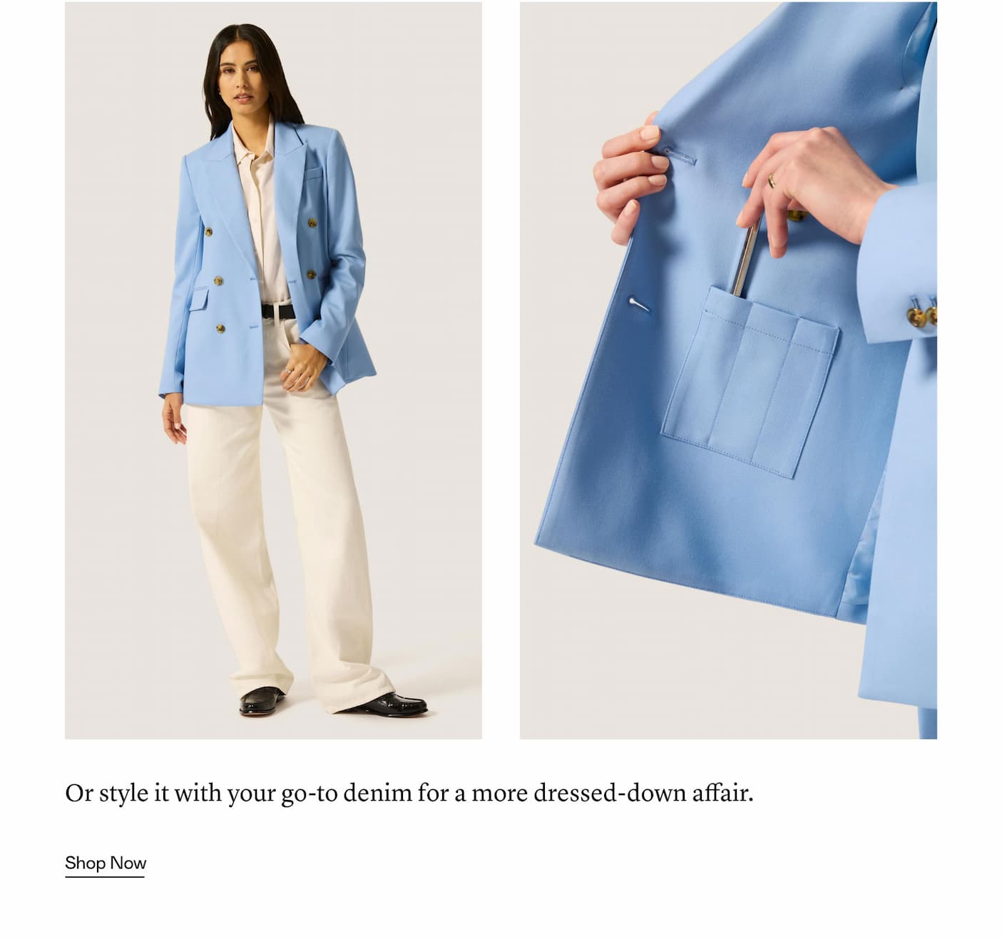 Or style it with your go-to denim for a more dressed-down affair.