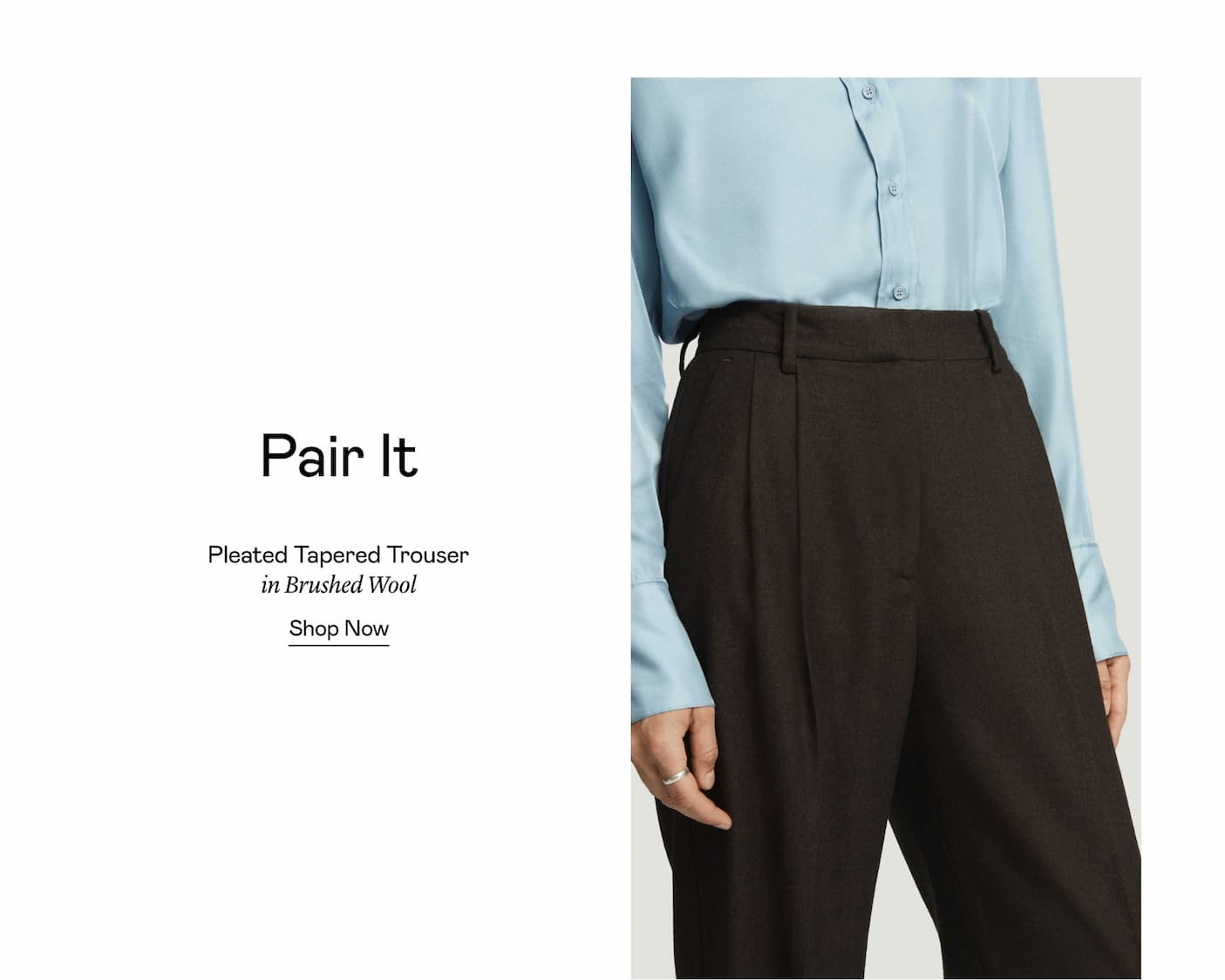 Pleated Tapered Trouser in Brushed Wool