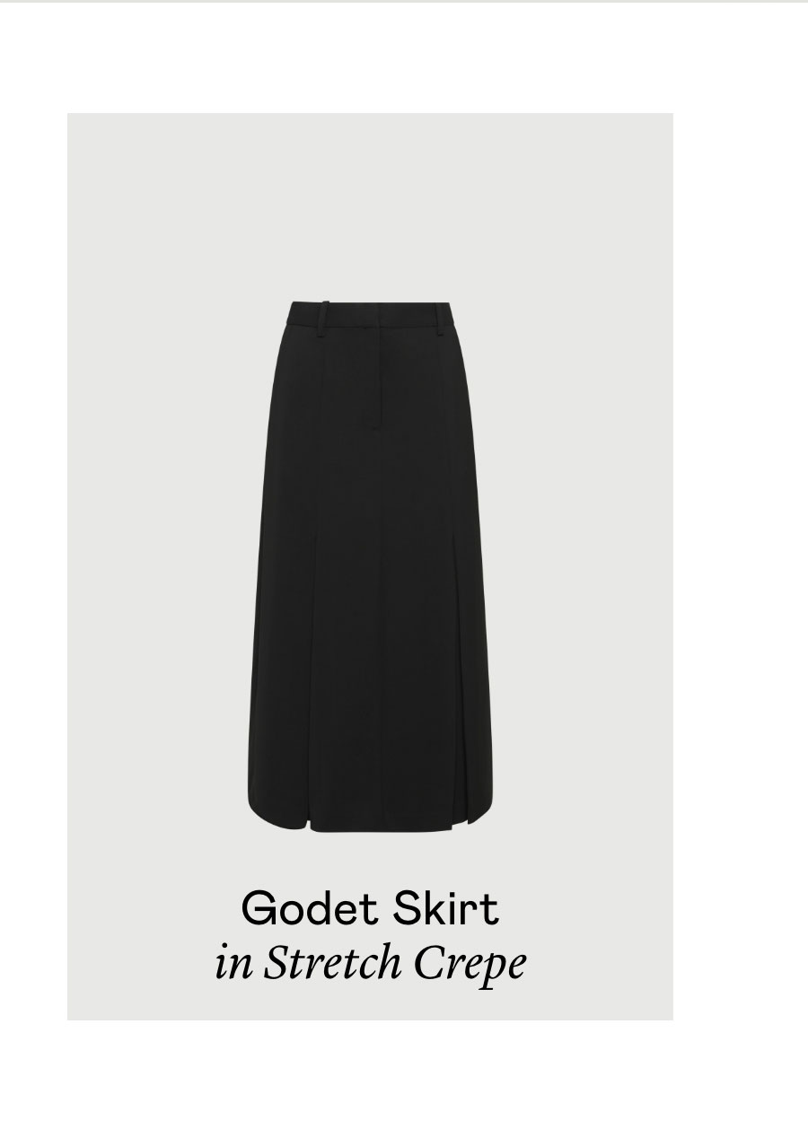 Godet Skirt in Stretch Crepe Godet Skirt in Stretch Crepe