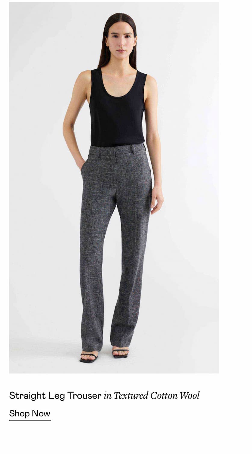 Straight Leg Trouser in Textured Cotton Wool
