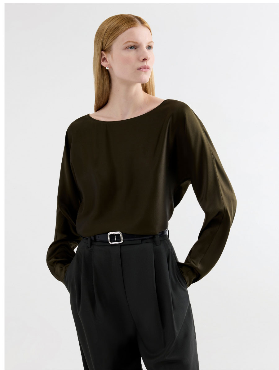 Boatneck Top in Silk Charmeuse