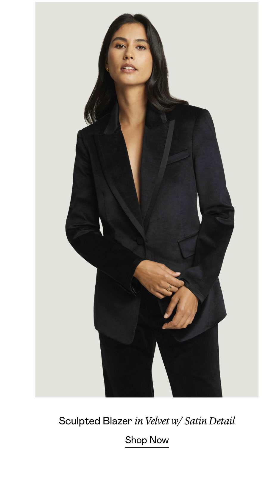 Sculpted Blazer in Velvet w/ Satin Detail