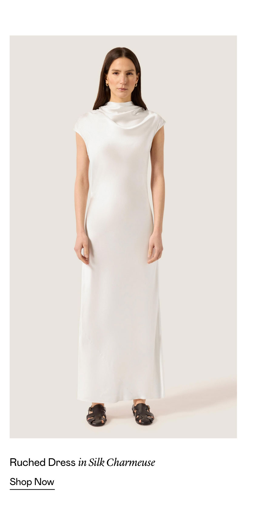 Ruched Dress in Silk Charmeuse
