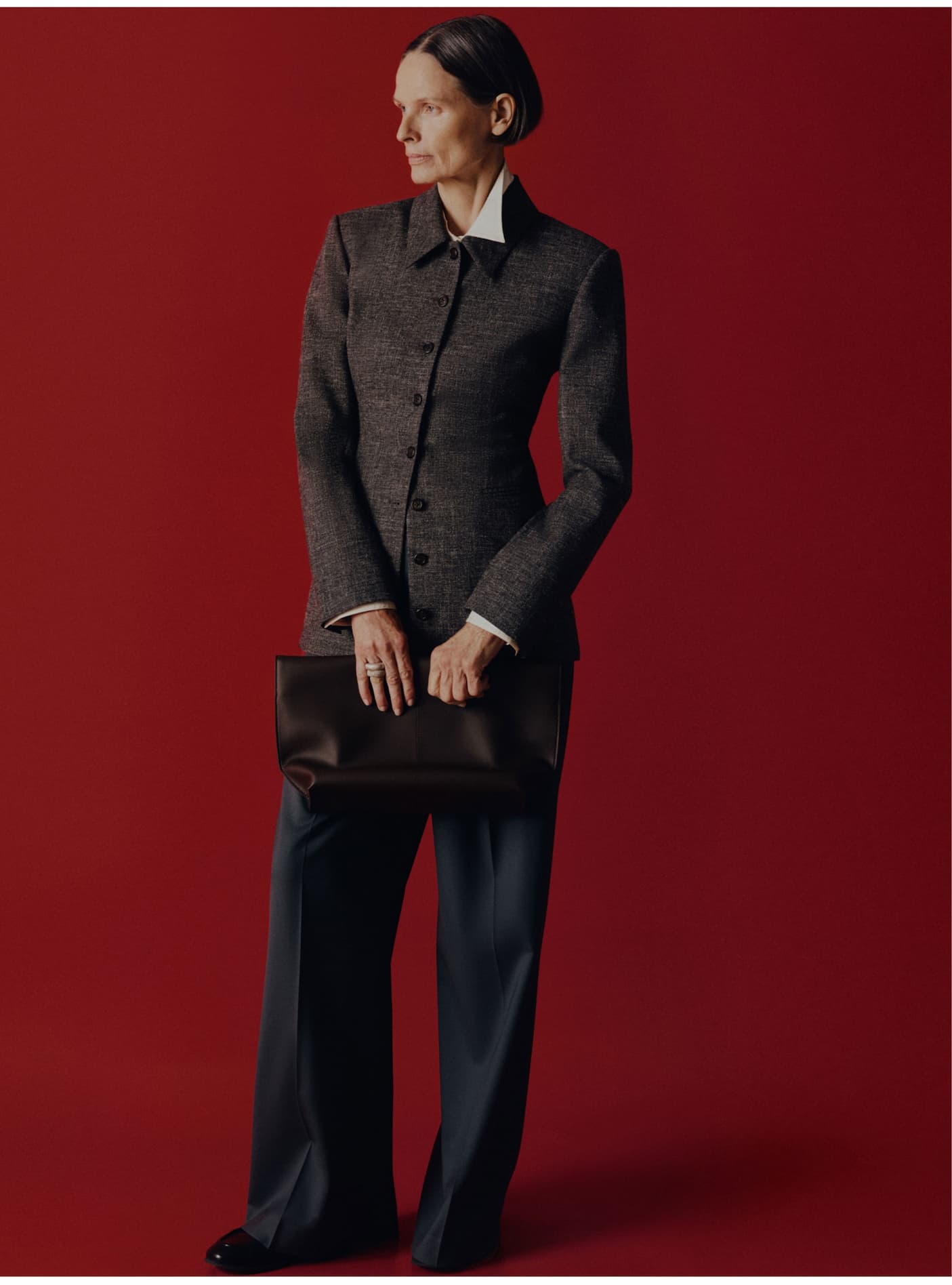 Collared Blazer in Textured Cotton Wool Collared Blazer in Textured Cotton Wool